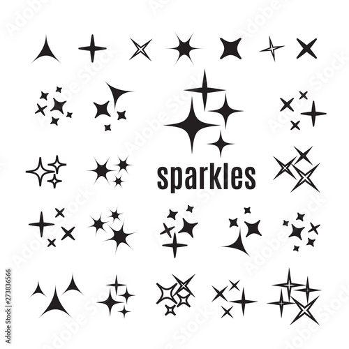 Sparkles icon set. Star element. Sparkle lights vector