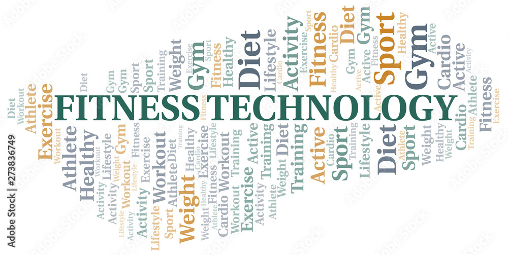 Fototapeta premium Fitness Technology word cloud. Wordcloud made with text only.