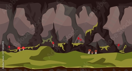 Cave endless template. Game design seamless background