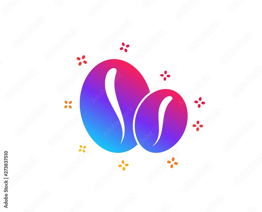 Fototapeta premium Coffee beans icon. Hot drink sign. Whole bean beverage symbol. Dynamic shapes. Gradient design coffee beans icon. Classic style. Vector