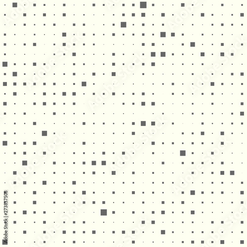 Abstract seamless illustration of halftone squares. Monochrome repeating geometric elements. Vector template, the ability to overlay. Isolated background.