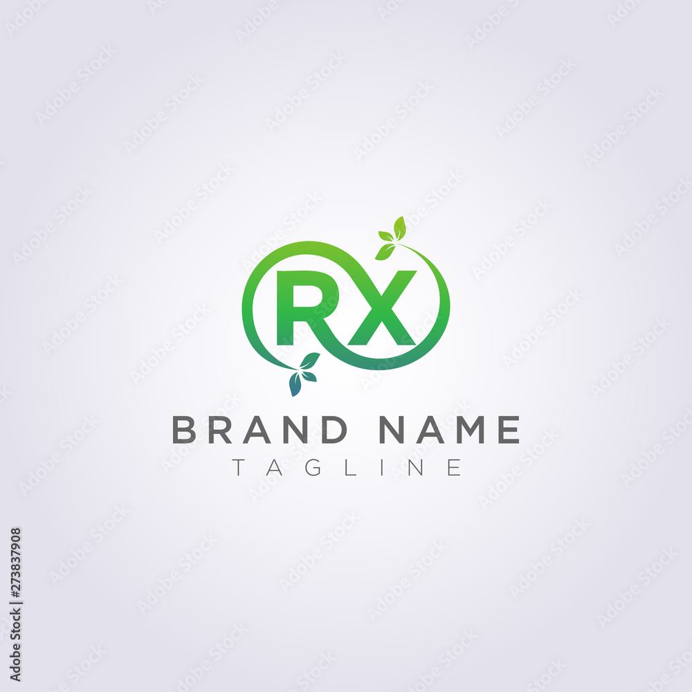 Logo Vector Leaf Icon Design RX Letter Symbol Logo Vector Leaf Icon Design RX Letter Symbol