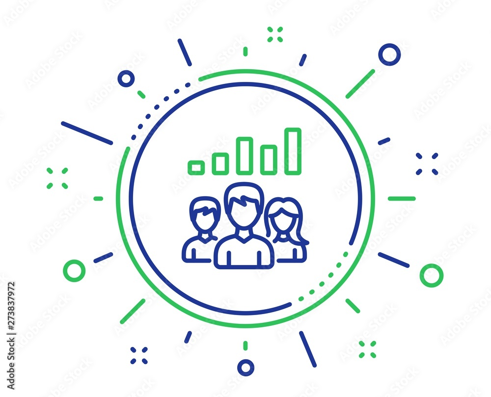 Teamwork results line icon. Group of people sign. Quality design elements. Technology teamwork results button. Editable stroke. Vector Teamwork results line icon. Group of people sign. Quality design elements. Technology teamwork results button. Editable stroke. Vector
