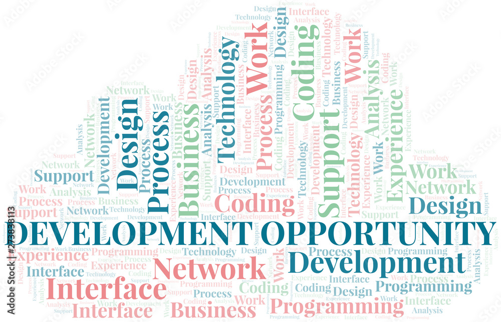 Development Opportunity word cloud. Wordcloud made with text only.