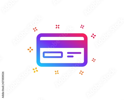 Credit card icon. Bank payment method sign. Online Shopping symbol. Dynamic shapes. Gradient design credit card icon. Classic style. Vector
