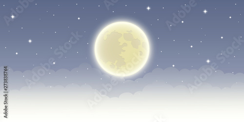 full shiny moon in starry sky vector illustration EPS10 © krissikunterbunt