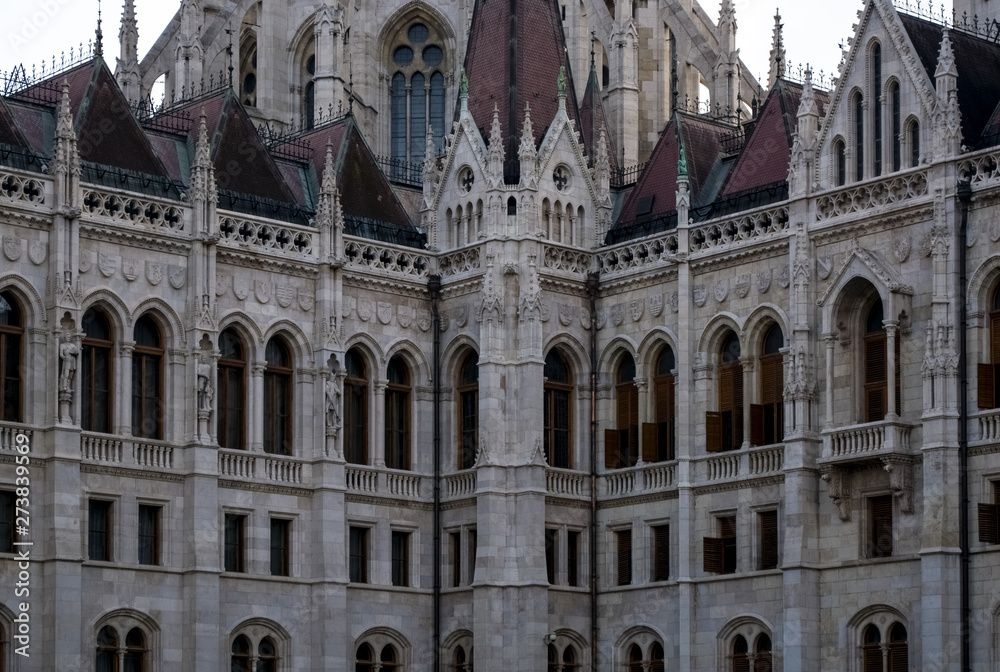 12.06.2019. Hungary, Budapest. A historical sight, parliament in the downtown. Architecture.