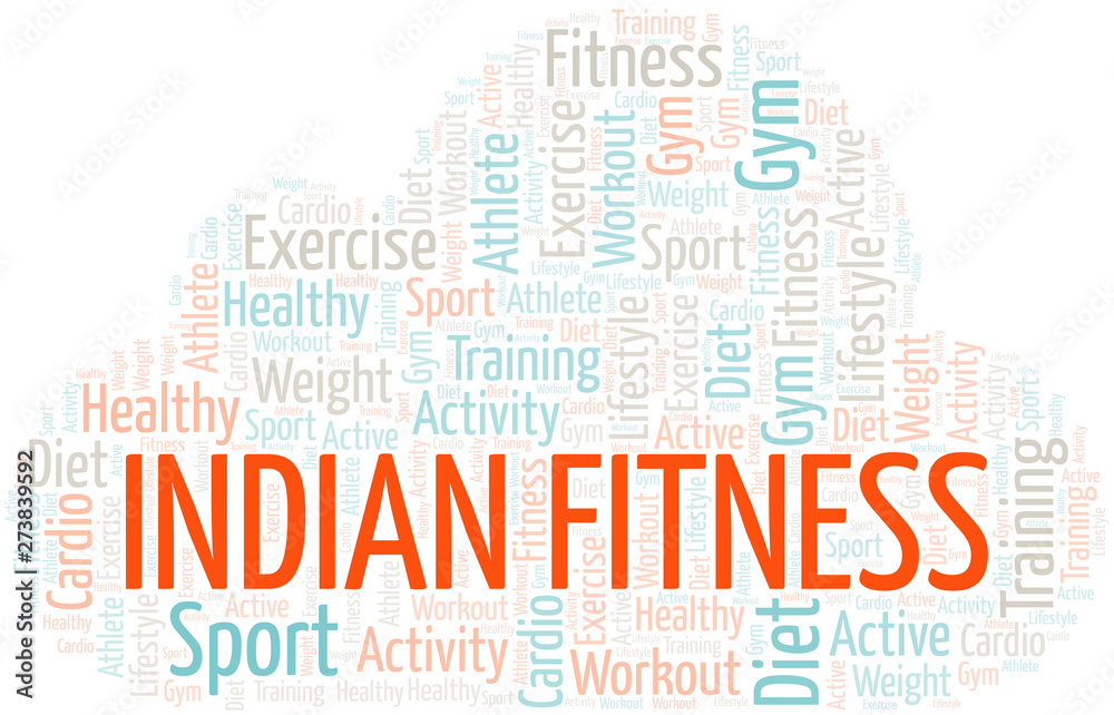 Indian Fitness word cloud. Wordcloud made with text only.