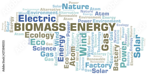 Biomass Energy word cloud. Wordcloud made with text only.