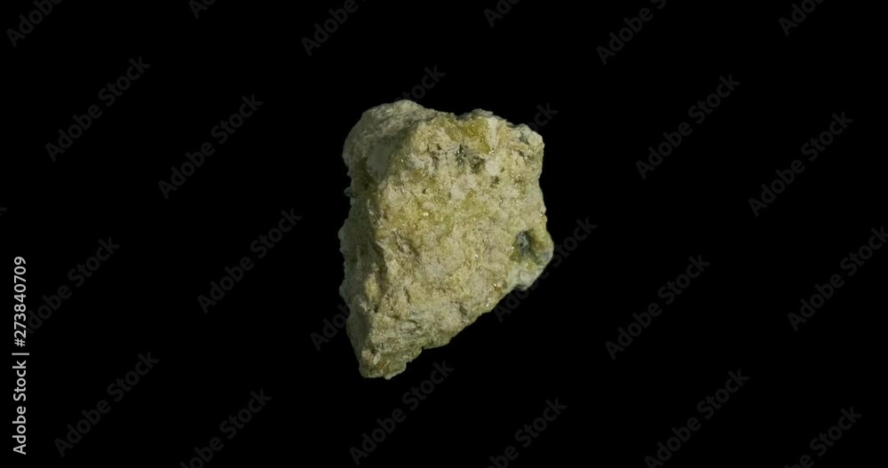 Yellow Sulfur Mineral Turning on Black Yellow Sulfur Mineral Turning on Black