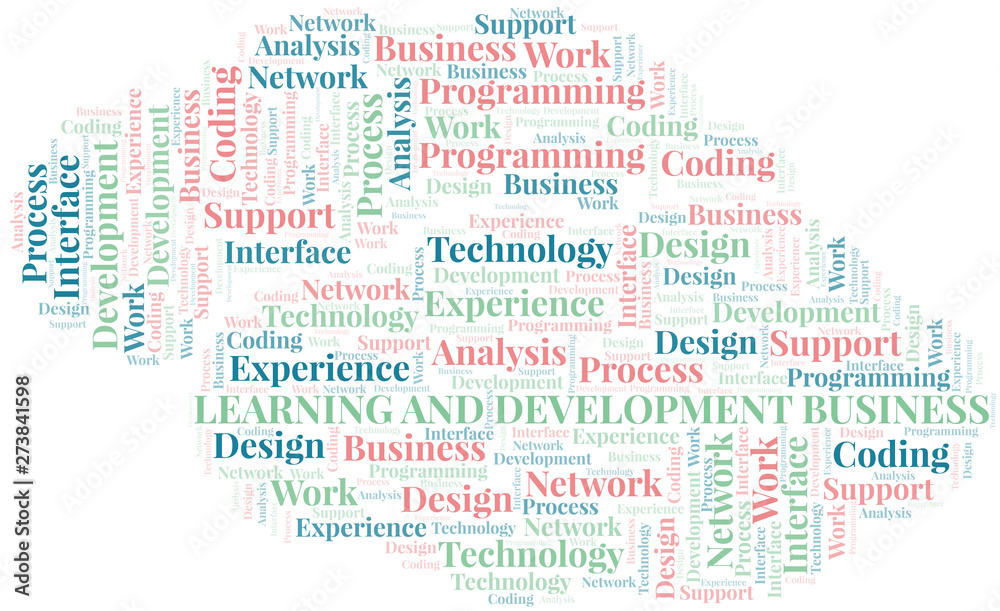 Obraz premium Learning And Development Business word cloud. Wordcloud made with text only.