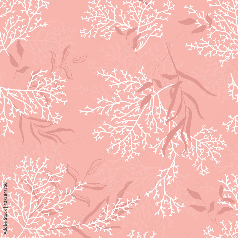 Seamless coral pattern - Great for summer textile print or wedding invitations, cards, backgrounds, gifts, packaging design projects. Surface pattern design.