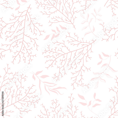 Seamless coral pattern - Great for summer textile print or wedding invitations, cards, backgrounds, gifts, packaging design projects. Surface pattern design.