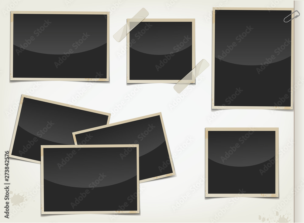 Retro photo frames with transparent shadows Retro photo frames with transparent shadows