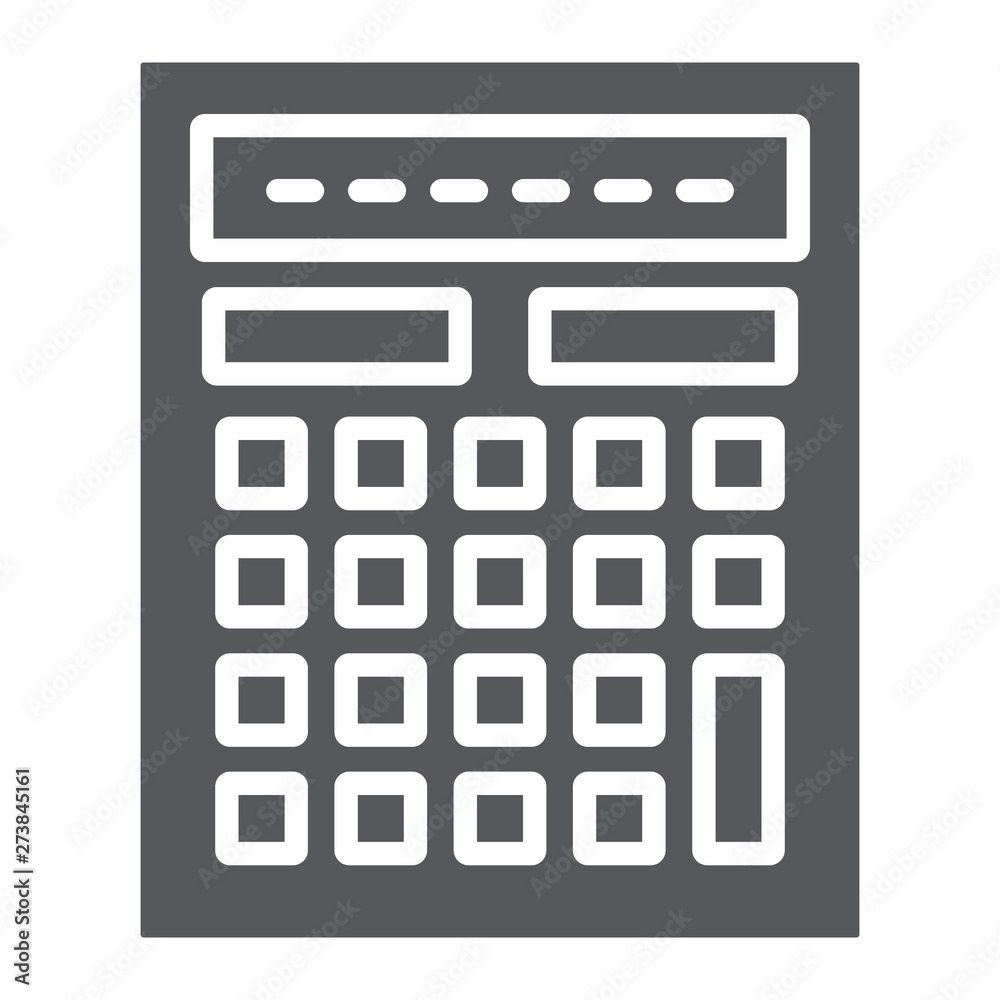 Calculator glyph icon, mathematics and accounting, calculate sign, vector graphics, a solid pattern on a white background. Calculator glyph icon, mathematics and accounting, calculate sign, vector graphics, a solid pattern on a white background.