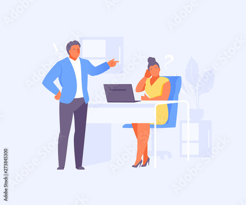 Boss reprimands employee vector
