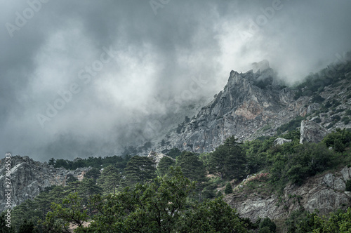 Crimean mountains before storm. Foros Crimea Ukraine 2019