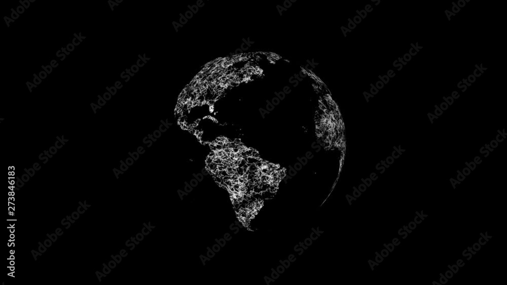 Video rotation of planet earth on a black background. 3d rendering abstract globe with particles and plexus structure. Video rotation of planet earth on a black background. 3d rendering abstract globe with particles and plexus structure.