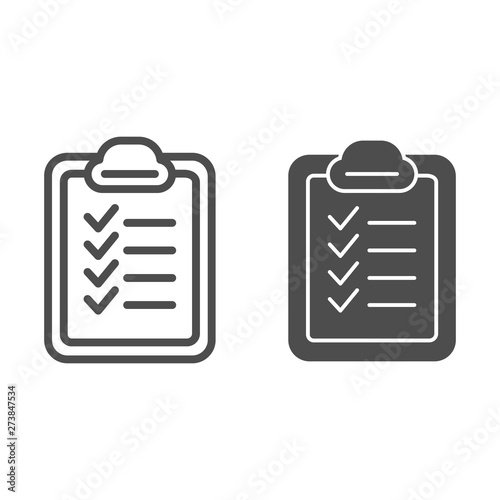 Checklist line and glyph icon. List vector illustration isolated on white. Checkboard outline style design, designed for web and app. Eps 10.