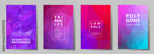 Facet polygonal abstract cover pages, low poly set
