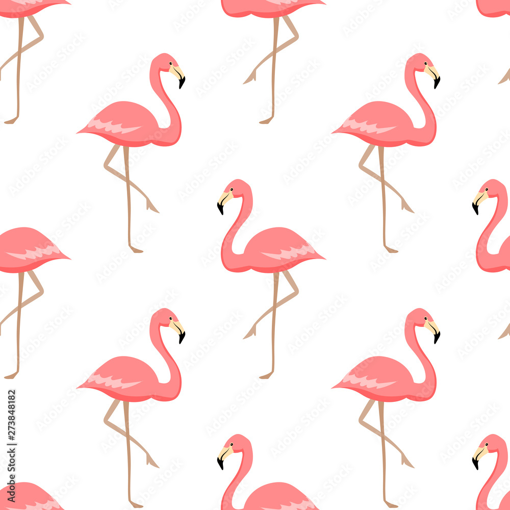 Fototapeta premium Pink flamingos seamless pattern