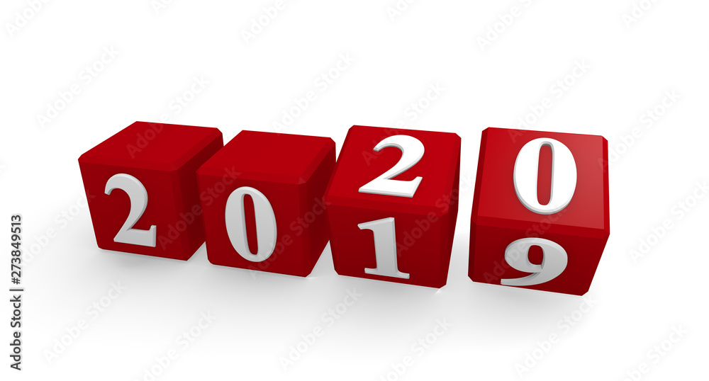 New Year 2020 concept 3d image on a white background