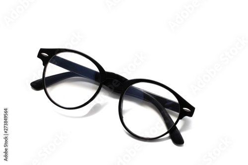 Black of vintage glasses isolated on white background