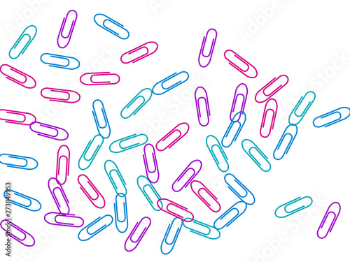Stationary paperclips isolated on white background