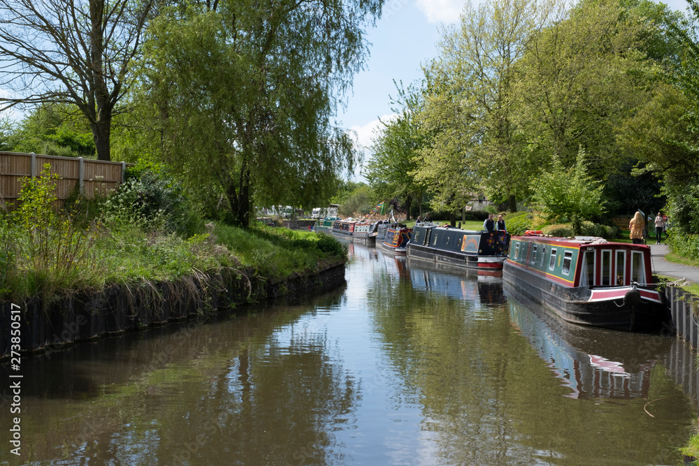 Narrowboats on the canal Worcestershire Narrowboats on the canal Worcestershire