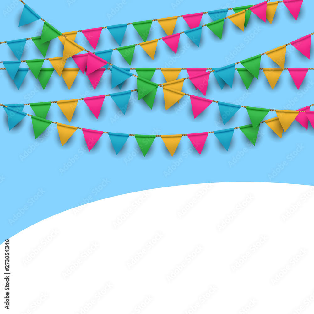Vector Carnival Background with Colorful Flags Garlands