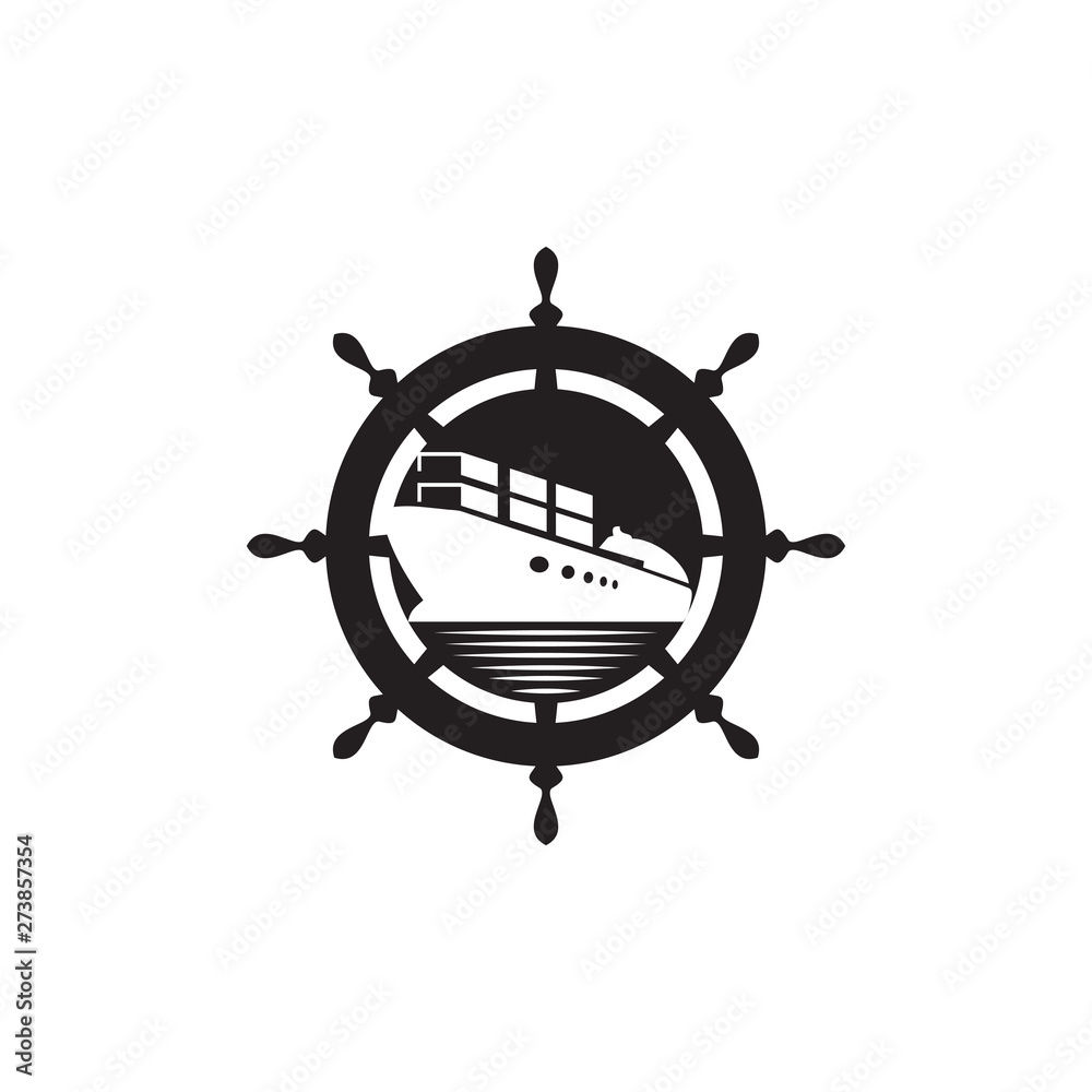 Container ship logo inspiration vector template