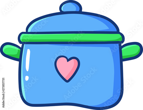 Cute and funny blue basin in cartoon style