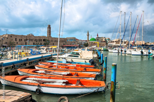 Israel, port and the old city of Acre.