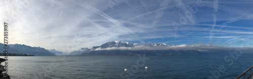 landscape with mountains and clouds