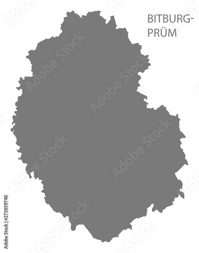 Bitburg-Pruem grey county map of Rhineland-Palatinate DE