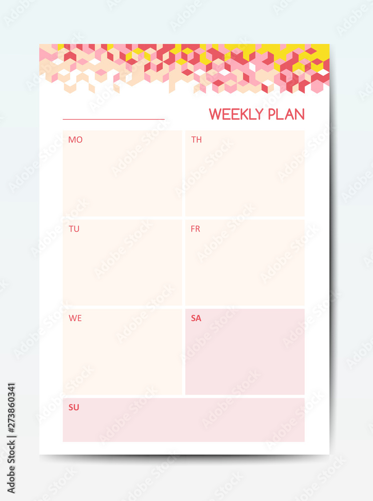 Fototapeta premium Business planner calendar vector template weekly plan