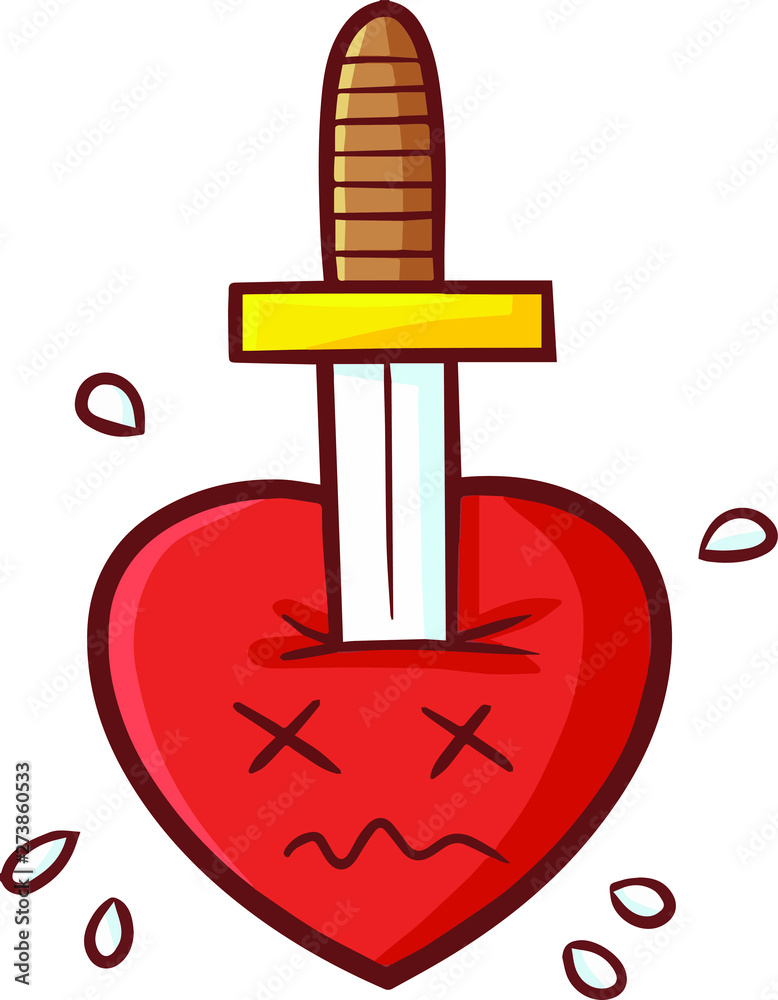 Cute and funny heart get stabbed with sword Cute and funny heart get stabbed with sword