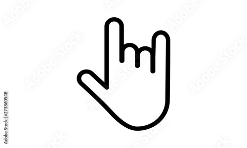 Rock and roll hand vector line icon isolated on white background. Rock and roll hand line icon for infographic, website or app. Scalable icon designed on a grid system. - Vector 