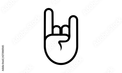 Rock and roll hand vector line icon for infographics and web design