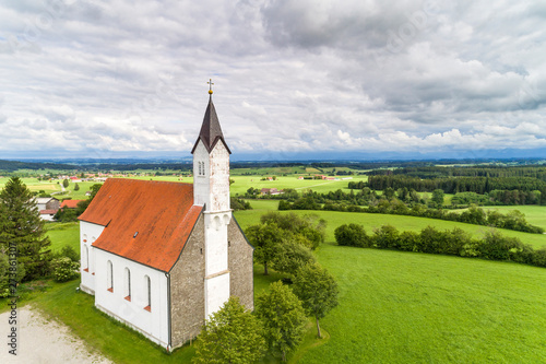 Germany, Bavaria, Allgäu, aerial view of church St. Alban