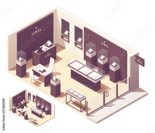 Vector isometric jewelry store