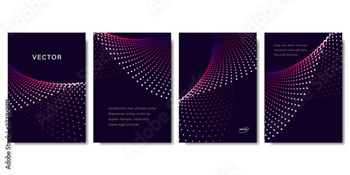Set of Abstract Backgrounds with Colorful Dots in Red Tones. Modern Vector Illustration without Transparency.