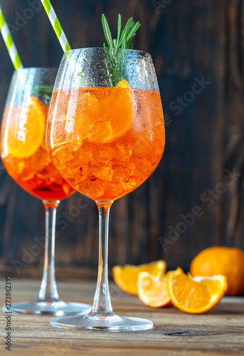 Glasses of Aperol Spritz cocktail