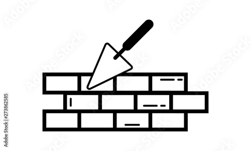 Brickwork and building trowel icons for construction and masonry