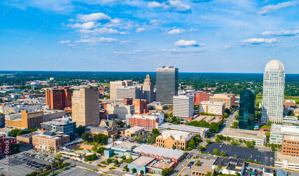 Winston-Salem North Carolina NC Drone Skyline Aerial Winston-Salem North Carolina NC Drone Skyline Aerial