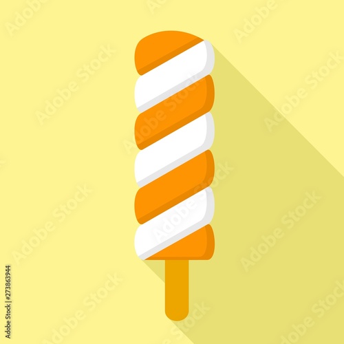 Orange vanilla popsicle icon. Flat illustration of orange vanilla popsicle vector icon for web design