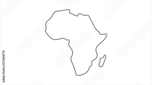 Africa Map sketch illustration hand drawn animation Alpha Luma Matte included. 4k