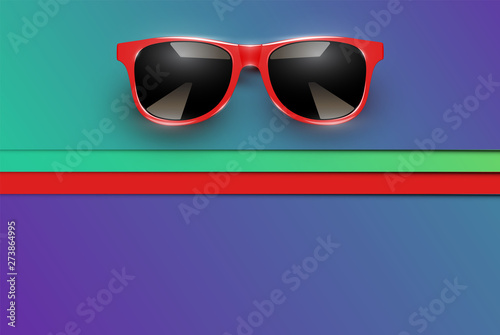 Colorful sheets of papers with realistic sunglasses, vector illustration