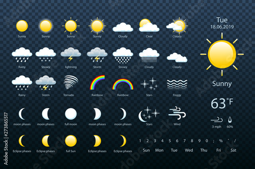 Obraz na plátně set weather icons