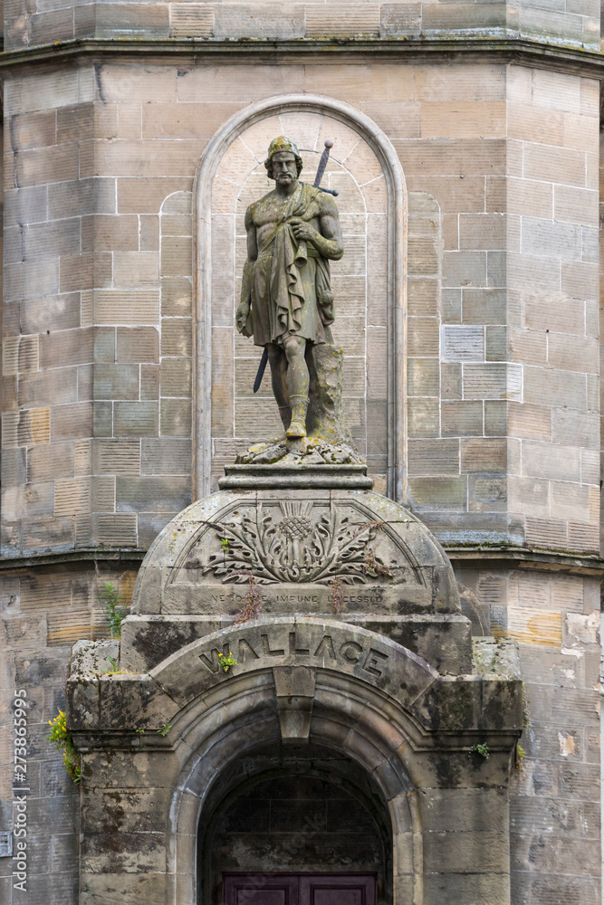 Historic Building with William Wallace Statue in Stirling